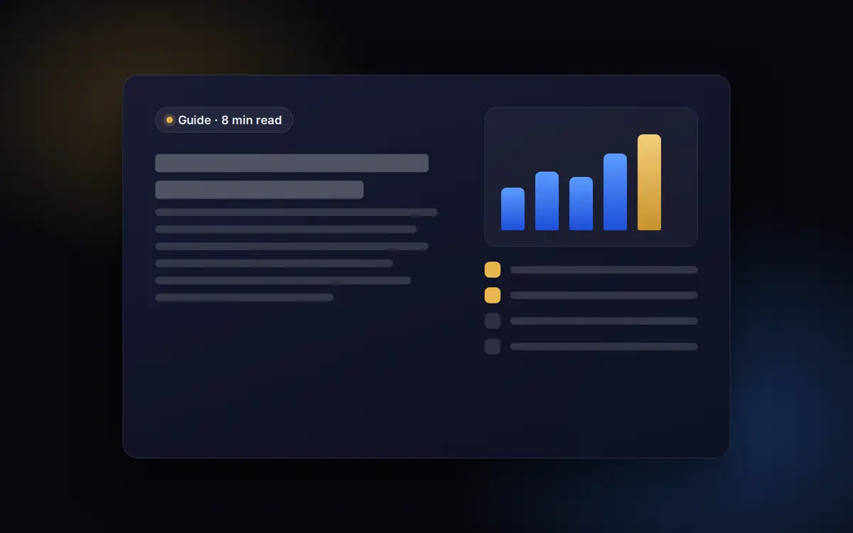 Digital marketing blog: open marketing guide with a chart, checklist and reading time